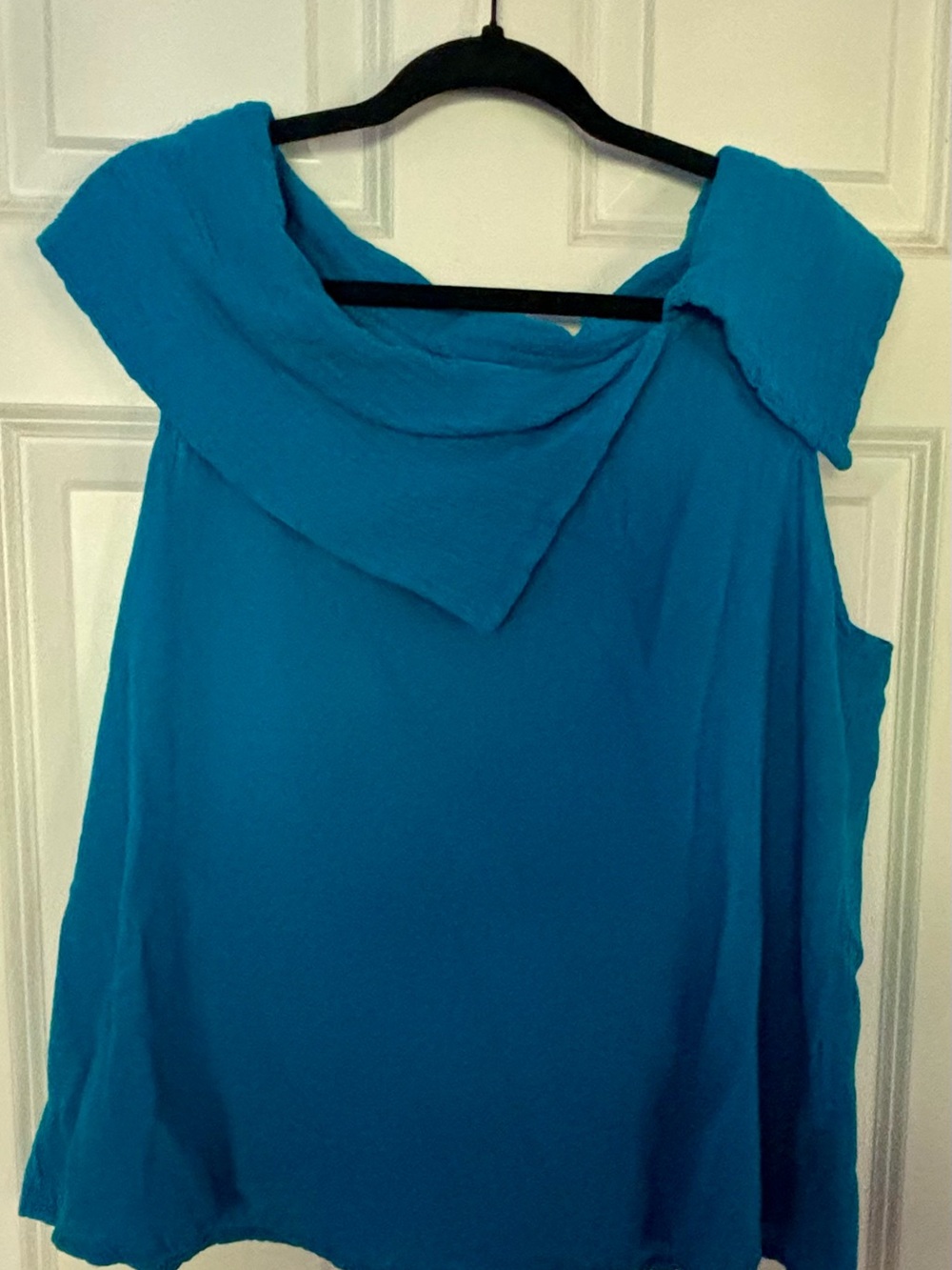 Oh My Gauze! Blue 100% Cotton Asymmetrical Cowl Neck Tank Top - Size D